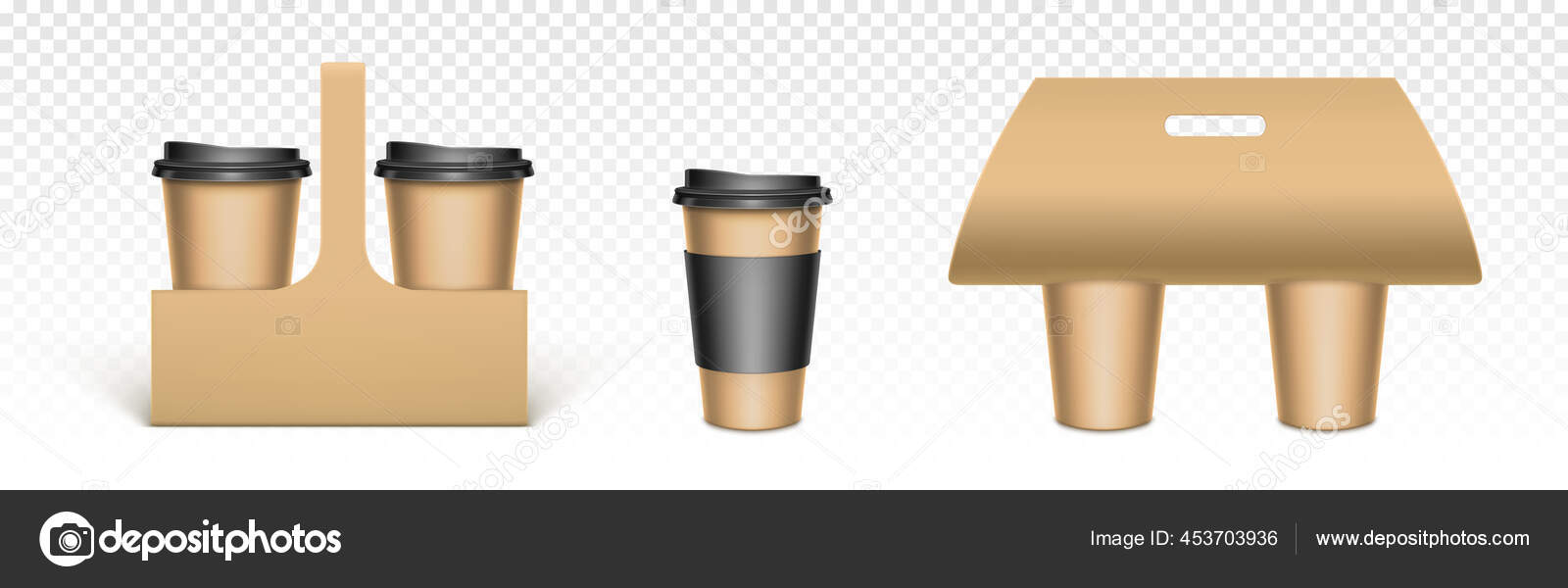 Download Coffee Cups Kraft Paper Holders Cardboard Packaging Take Away Hot Vector Image By C Illustratorgold Vector Stock 453703936