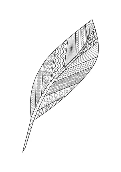 Plume Zentangle Noir Blanc — Image vectorielle