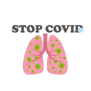 İçinde virüs olan insan ciğerleri. Yazıtlar COVID 'yi tıbbi maskeyle durduruyor..