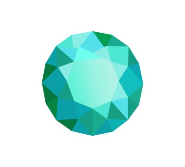 Vektör çizimi. Yeşil paletin üçgenlerinden gelen Gemstone. Beyazda izole edilmiş.