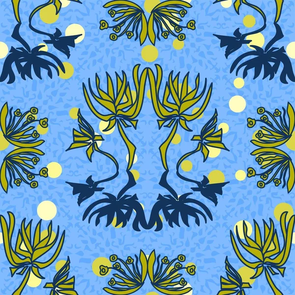 명랑하고 패턴은 하와이안 스타일의 과푸른 색조의 텍스처 배경에 무늬가 — 스톡 벡터
