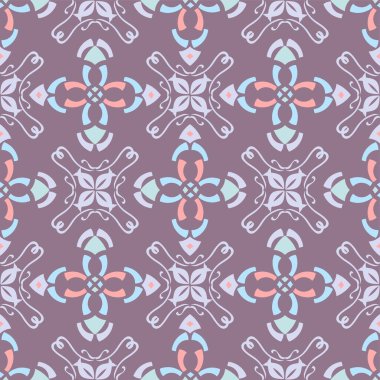 Süslü ve dekoratif vektör tekrarlanabilir leylak, mor ve mavi desenli