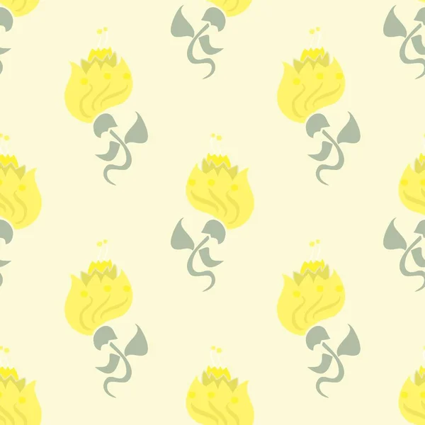 Hübsche Und Zarte Florale Vektor Wiederholen Nahtlose Muster Mit Gelben — Stockvektor