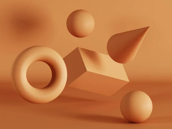 Komposition Dreidimensionaler Figuren Auf Einem Glatten Hintergrund Illustration — Stockfoto