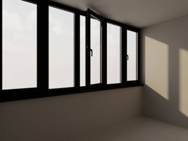 Tuğla evdeki kütüğün görüntüsü. 3B illüstrasyon