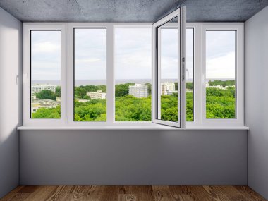 Tuğla evdeki kütüğün görüntüsü. 3B illüstrasyon