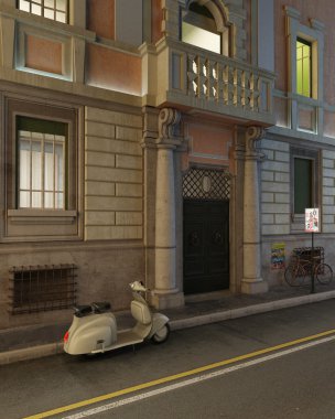 Geceleri binanın cephe