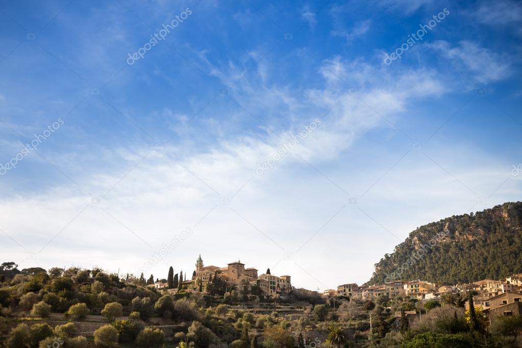 View above the beautiful and historic village Valldemossa in Majorca