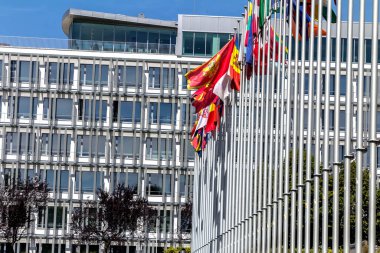 Strasbourg, Fransa: Strazburg, Fransa 'da Avrupa Sarayı' nın inşası. Bina 1977 yılından beri Avrupa Konseyi Parlamenterler Meclisi 'ne ev sahipliği yapmaktadır.