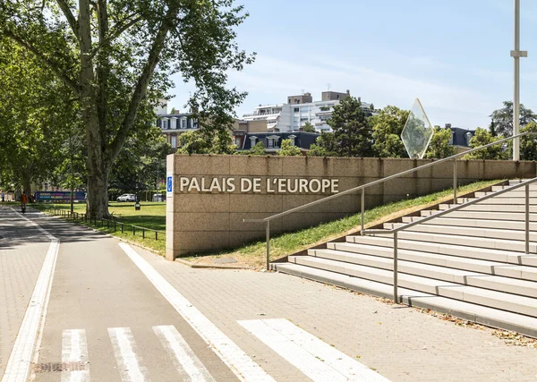 Straßburg Frankreich Bau Des Europapalastes Straßburg Frankreich Das Gebäude Ist — Stockfoto