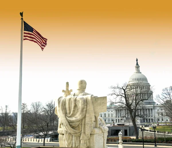 Supreme Court Building Exterior Contemplation Justice Statue James Earle Fraser — Stock Photo, Image