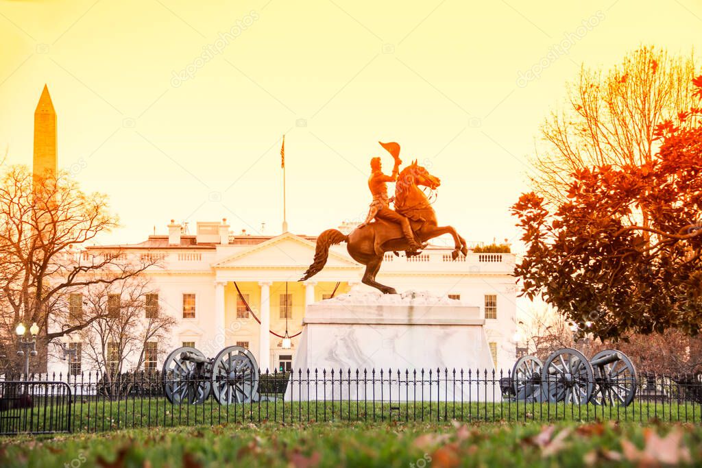 Estatua de Andrew Jackson Cannons President 's Park Lafayette Square