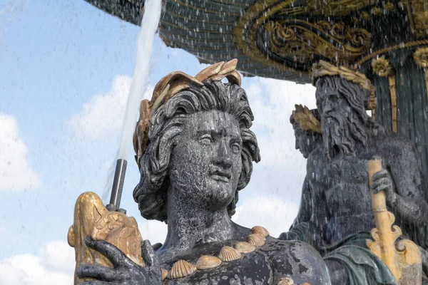 Utsikt Över Place Concorde Fontän Ett Stora Torg Paris — Stockfoto