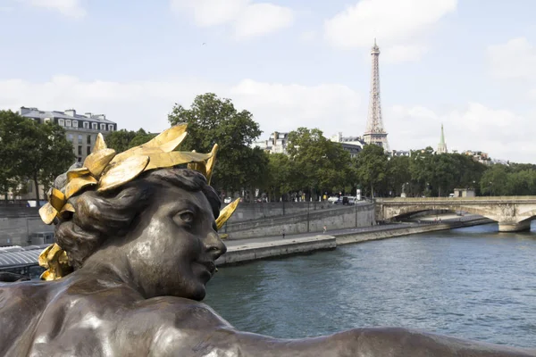 Nærbillede Statue Pont Alexandre Iii Paris Frankrig - Stock-foto