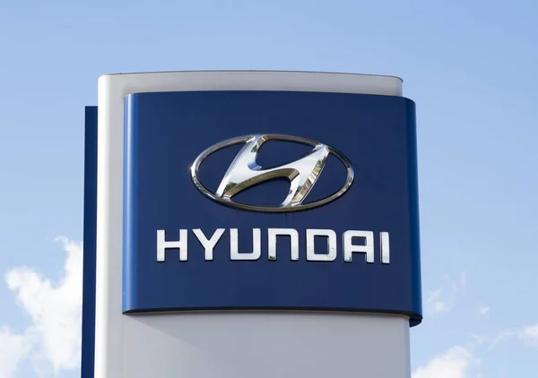 Logo Prodejny Hyundai Hyundai Motor Company Jihokorejský Výrobce Automobilů — Stock fotografie