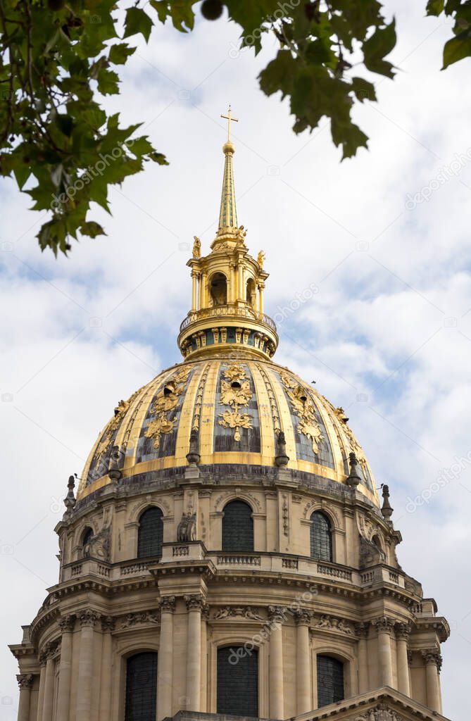 Les Invalides chapel in Paris. Famous landmark, known also for Napoleon's tomb.