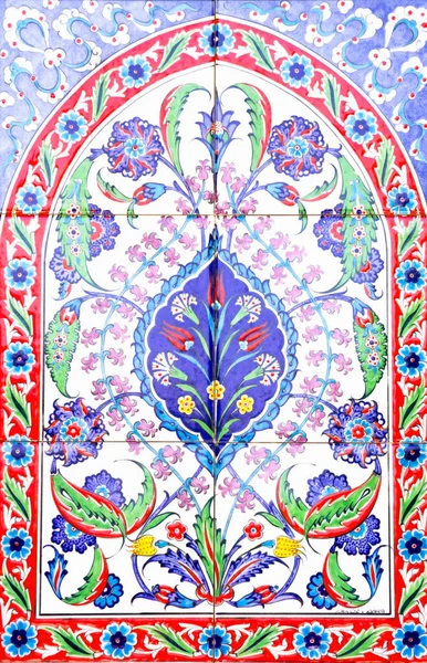 Ornamento Floral Tradicional Turco Sobre Azulejos — Foto de Stock