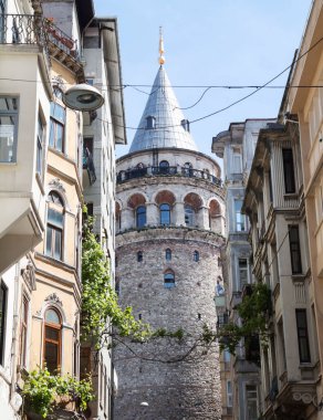 Türkiye 'de Galata Kulesi ile İstanbul kenti manzarası