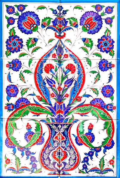 Ornamento Floral Tradicional Turco Sobre Azulejos — Foto de Stock