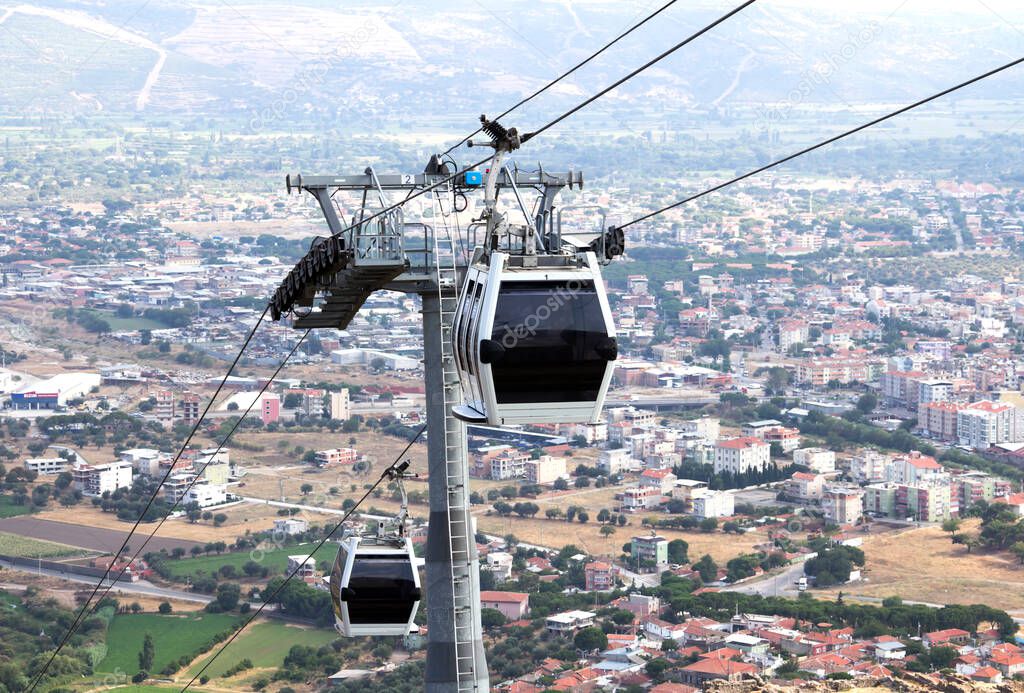 Cable Car way to mountains, Bergama, izmir, Turkey