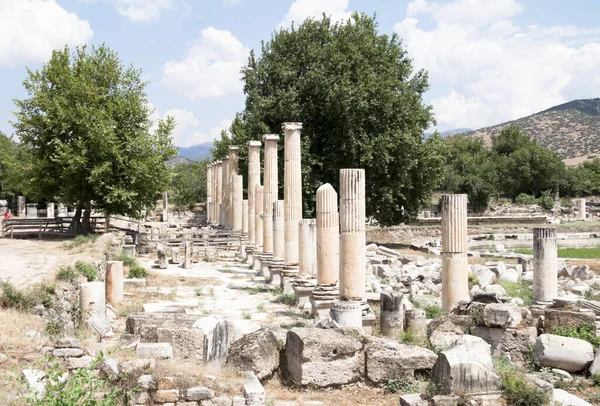 Helenistik Roma Döneminde Aphrodisias Türkiye Inşa Edilen Iyonik Sütunlarla Roma — Stok fotoğraf