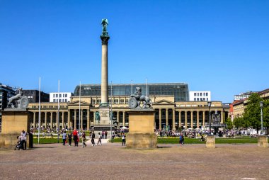 STUTTGART, GERMANY - 20 Nisan 2019 Stuttgart, Schlossplatz