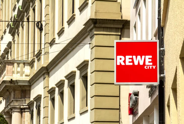 Augsburgo Alemania Señalización Supermercados Ciudad Rewe Grupo Rewe Grupo Cooperativo — Foto de Stock