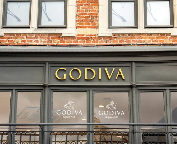 Brujas Bélgica Godiva Chocolate Store Godiva Chocolatier Fabricante Chocolates Finos — Foto de Stock