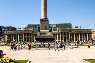 STUTTGART, GERMANY - 20 Nisan 2019 Stuttgart, Schlossplatz