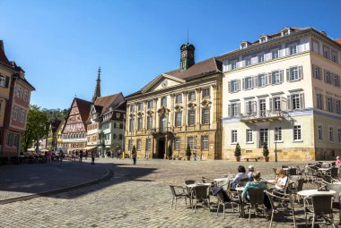 Esslingen, Almanya 'nın Ortaçağ kasabası Esslingen am Neckar manzarası