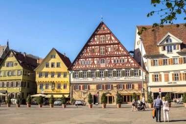 Esslingen, Almanya 'nın Ortaçağ kasabası Esslingen am Neckar manzarası