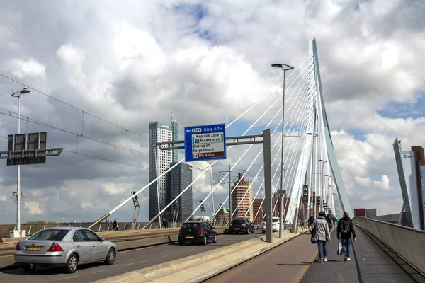 Rotterdam Niederlande Erasmus Brücke Über Die Maas Den Niederlanden — Stockfoto