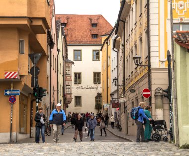 REGENSBURG, BAVARIA, Almanya: Almanya 'da unesco mirası ve tarihi bavyera kenti Regensburg manzarası.
