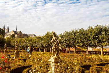 Bamberg, Almanya - Bamberg 'deki gül bahçesi Ana Nehir, Dünya Mirası Bölgesi