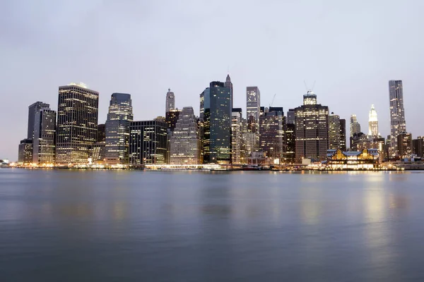 New York City Brooklyn Bridge Horizonte Manhattan Com Arranha Céus — Fotografia de Stock