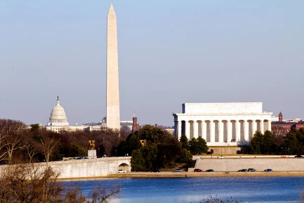 Washington Skyline Including Lincoln Memorial Washington Monument United States Capitol — Stock Photo, Image