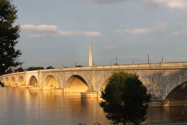 Washington Monument Arlington Memorial Bridge Potomac River Washington — Fotografia de Stock