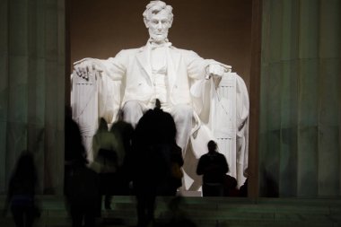Washington DC, Lincoln Anıtı 'nda Abraham Lincoln heykeli