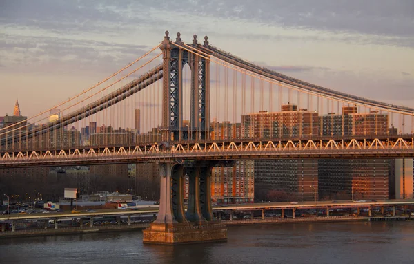 Manhattan Bridge Lower Manhattan Noite Nova Iorque Eua — Fotografia de Stock