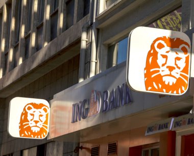Ankara, Türkiye: ING Grubu Hollanda kökenli küresel bir finans kurumu, bu işaret Rotterdam 'da bir duvarda yer alıyor