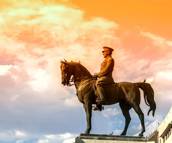 Çağdaş Türkiye Nin Kurucusu Atatürk Heykeli Başkent Ankara Ulus Meydanı — Stok fotoğraf