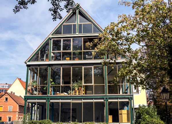 Feucht Alemania Edificio Residencial Casa Estilo Alemán Con Paredes Vidrio — Foto de Stock