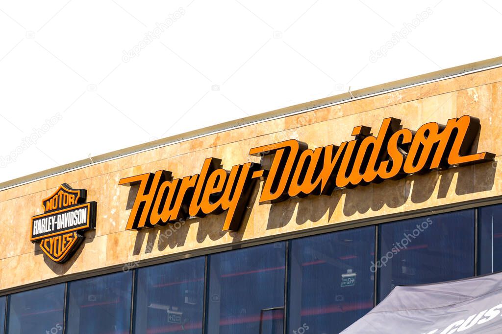Izmir, Turkey: Harley-Davidson sign and logo. Harley-Davidson, Inc. is an American motorcycle manufacturer.