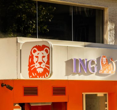 Ankara, Türkiye: ING Grubu Hollanda kökenli küresel bir finans kurumu, bu işaret Rotterdam 'da bir duvarda yer alıyor