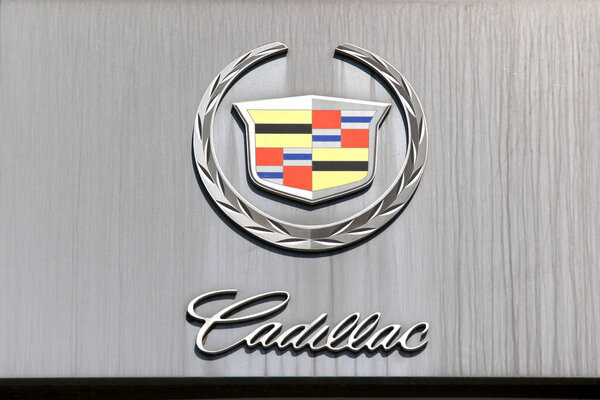 Cadillac automobile dealership sign. Cadillac Motor Car Division is a American premium car manufacturer