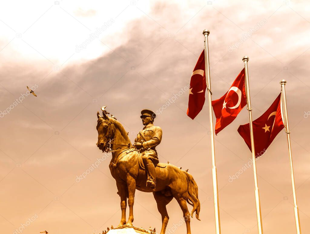 Statue of Ataturk, the founder of modern Turkey, capital city, Ankara , Ulus square