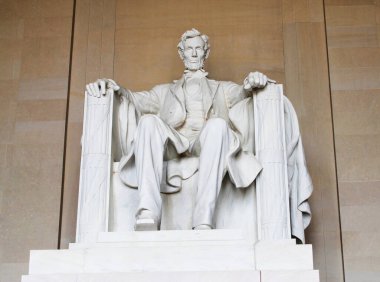 Washington DC, Lincoln Anıtı 'nda Abraham Lincoln heykeli