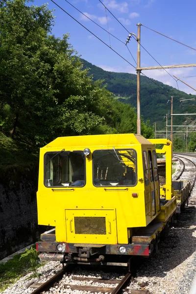 Comboio Manutenção Ferroviária Amarelo — Fotografia de Stock