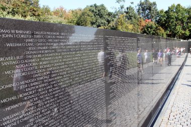 Names of Vietnam war casualties on Vietnam War Veterans Memorial in Washington DC, USA. Names in chronological order,from first casualty in 1959 to last in 1975. clipart