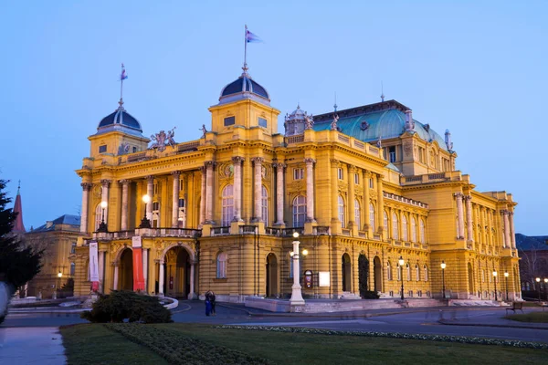 Nationaltheater Zagreb Kroatien Nachtsicht — Stockfoto